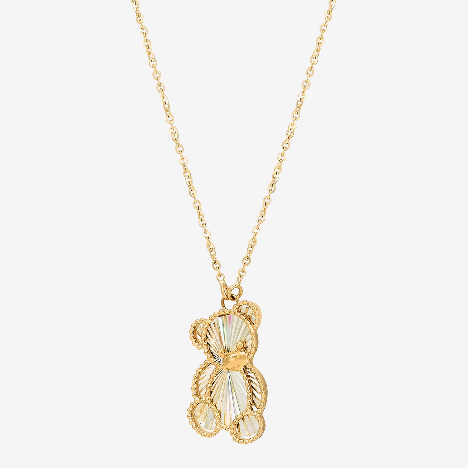 Gold Addiction Teddy Bear Womens 10K Gold 18 Inch Pendant Necklace