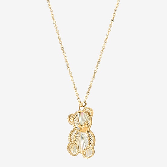 Gold Addiction Teddy Bear Womens 10K Gold 18 Inch Pendant Necklace