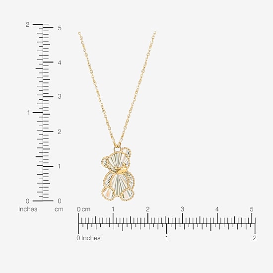 Gold Addiction Teddy Bear Womens 10K Gold 18 Inch Pendant Necklace