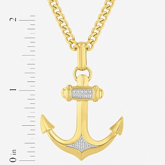 (H-I, I2-I3) Mens Diamond Accent Natural White Diamond Stainless Steel 24 Inch Pendant Necklace