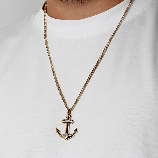 (H-I, I2-I3) Mens Diamond Accent Natural White Diamond Stainless Steel 24 Inch Pendant Necklace