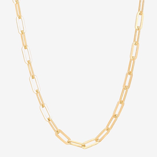 Silver Addiction Womens 14K Gold Over Silver 18 Inch Paperclip Chain Necklace