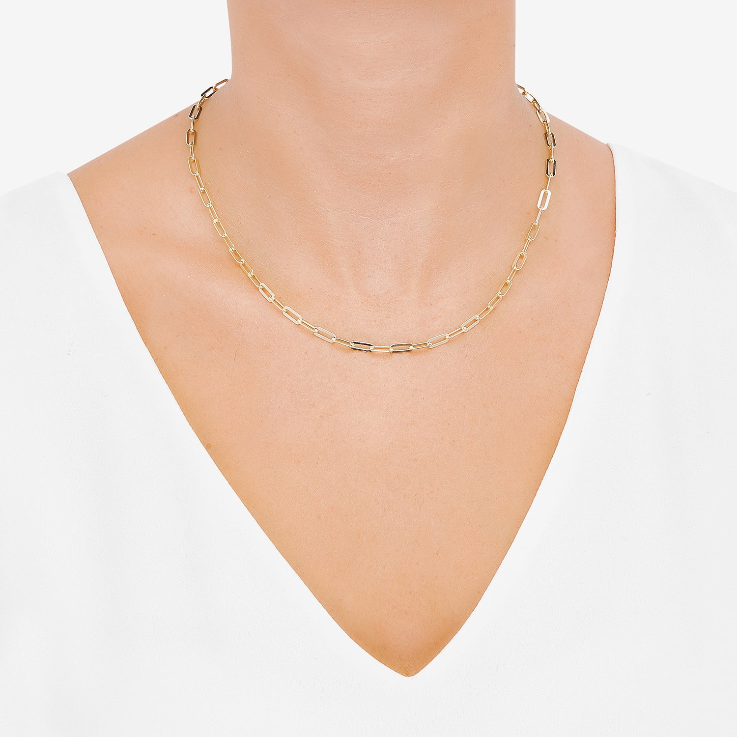 Silver Addiction Womens 14K Gold Over Silver 18 Inch Paperclip Chain Necklace