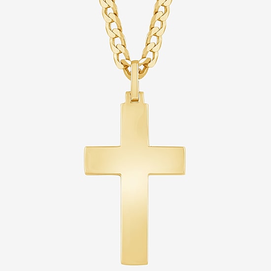 Cross (F, Si2) Mens 3/4 CT. T.W. Lab Grown White Diamond 14K Gold Over Silver Cross 18 Inch Pendant Necklace