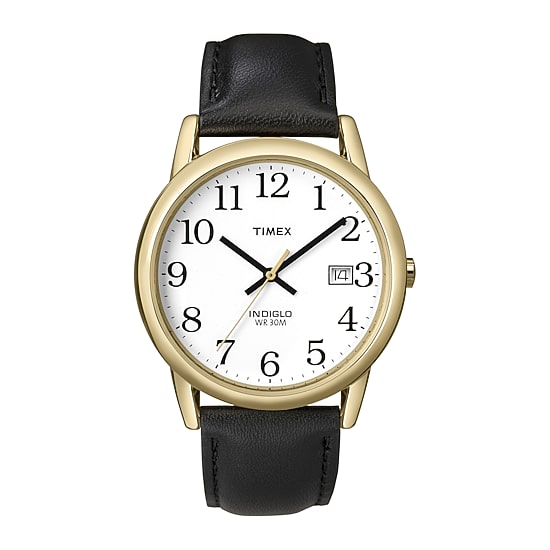 Timex® Easy Reader Mens Black Leather Strap Watch T2H2919J