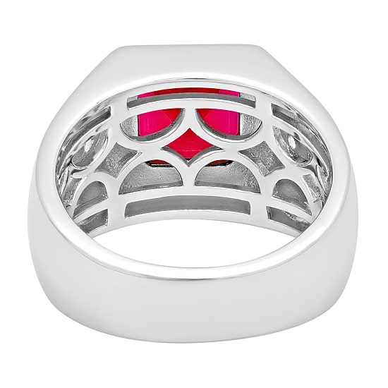 Mens Lab-Created Gemstone & White Sapphire Ring
