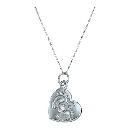 Personalized Genuine Birthstone Footprint Heart Pendant Necklace