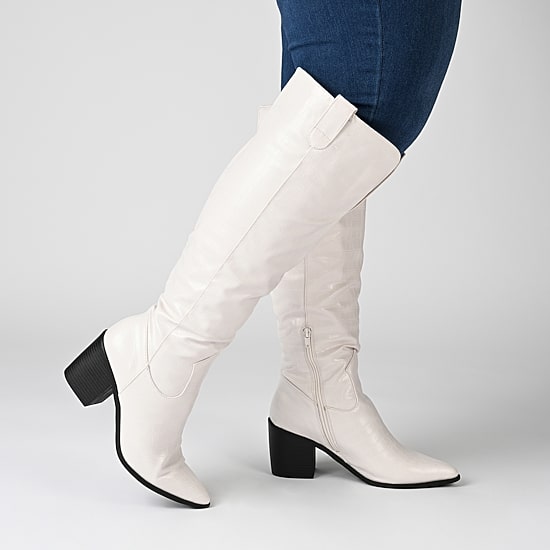 Journee Collection Womens Therese Extra Wide Calf Stacked Heel Riding Boots