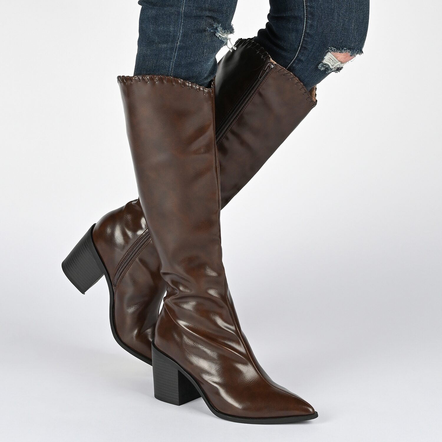 Journee Collection Womens Daria Stacked Heel Riding Boots