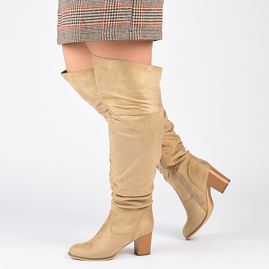 Journee Collection Womens Kaison Extra Wide Calf Stacked Heel Over the Knee Boots