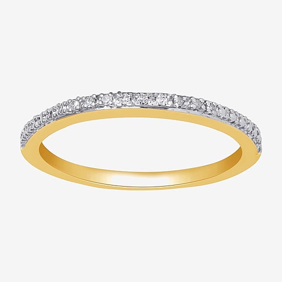 Surrounded by Love Womens Diamond Accent Natural White Diamond 14K Gold Over Silver Sterling Silver Wedding Band