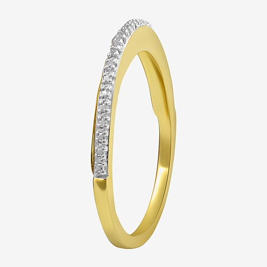 Surrounded by Love Womens Diamond Accent Natural White Diamond 14K Gold Over Silver Sterling Silver Wedding Band
