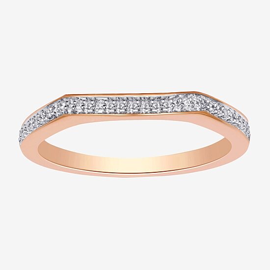 Surrounded by Love Womens 2MM Diamond Accent Natural White Diamond 14K Rose Gold Over Silver Sterling Silver Wedding Band