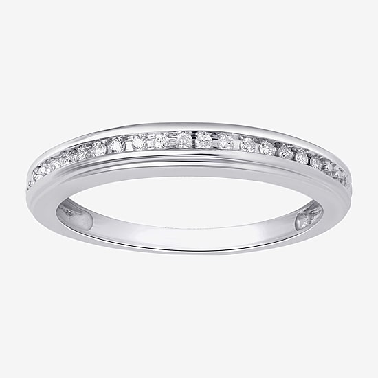 Surrounded by Love Womens 2MM Diamond Accent Natural White Diamond Sterling Silver Wedding Band