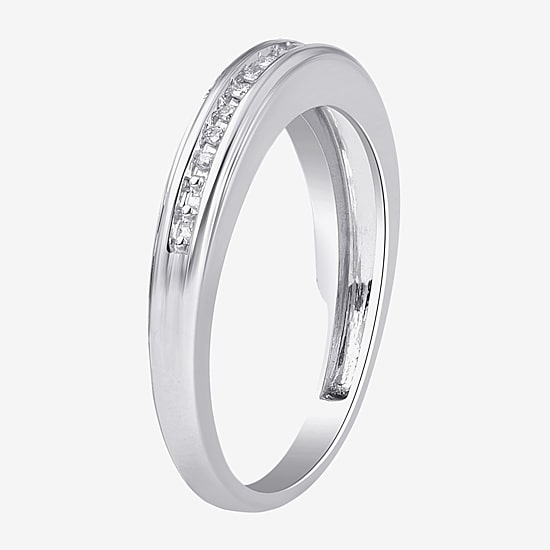 Surrounded by Love Womens 2MM Diamond Accent Natural White Diamond Sterling Silver Wedding Band