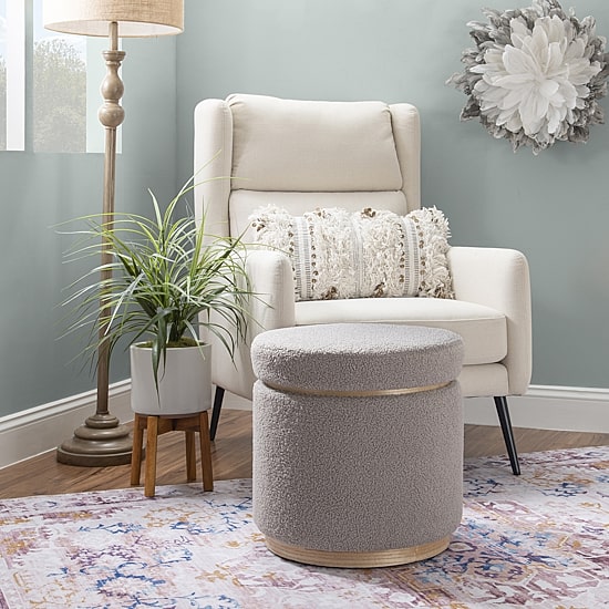 Berlinda Sherpa Round Storage Ottoman