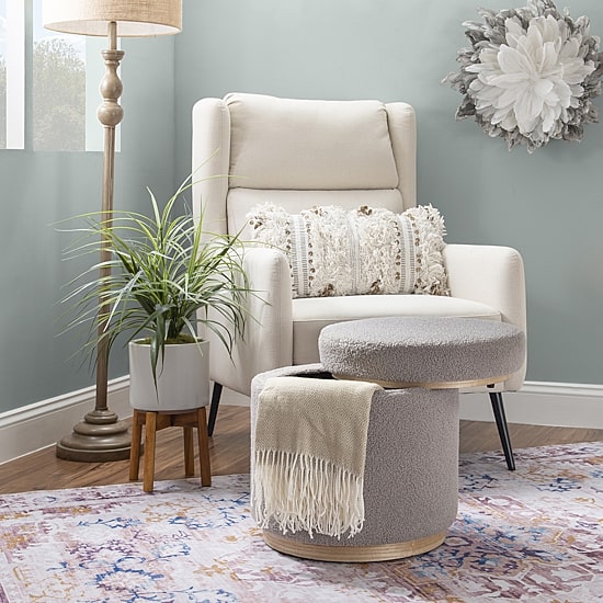 Berlinda Sherpa Round Storage Ottoman