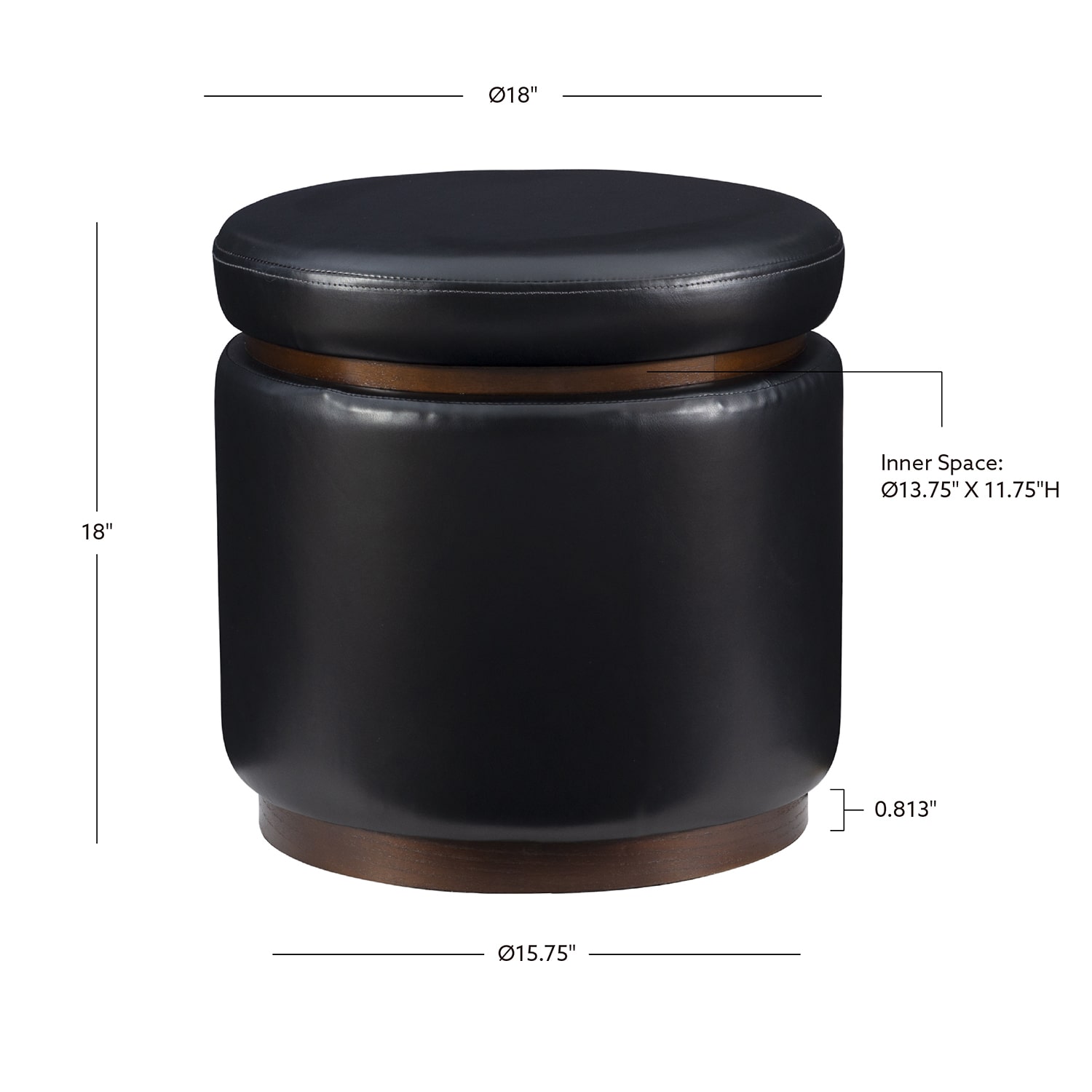 Berlinda Faux Leather Round Storage Ottoman