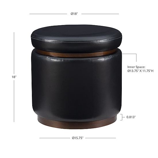 Berlinda Faux Leather Round Storage Ottoman