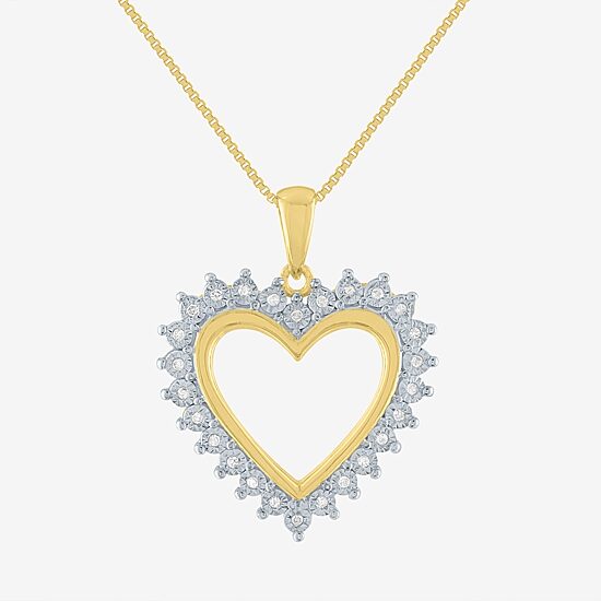 Womens 1/10 CT. T.W. Natural White Diamond 14K Gold Over Silver Heart 18 Inch Pendant Necklace