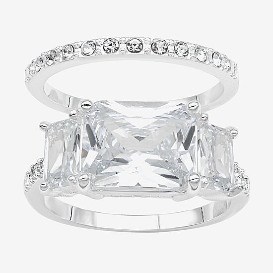 Sparkle Allure Womens Cubic Zirconia Pure Silver Over Brass Bridal Set