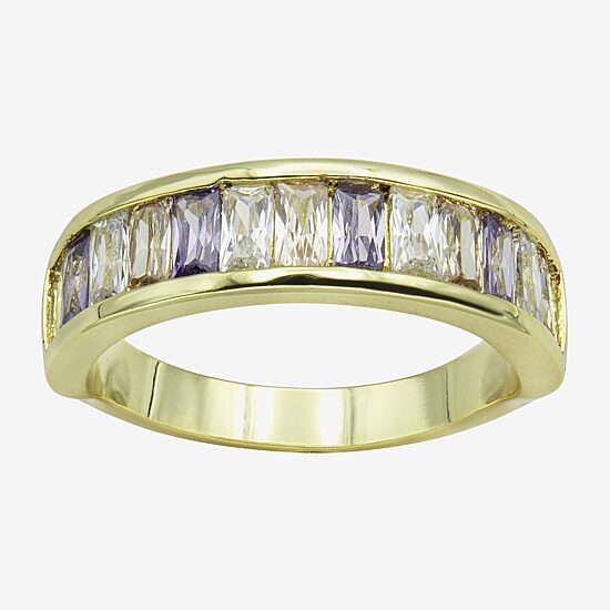 Sparkle Allure Womens 3MM Multi Color Cubic Zirconia 14K Gold Over Brass Band