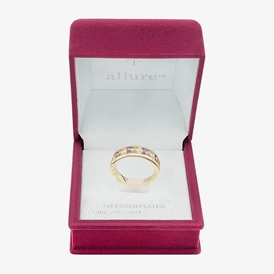 Sparkle Allure Womens 3MM Multi Color Cubic Zirconia 14K Gold Over Brass Band