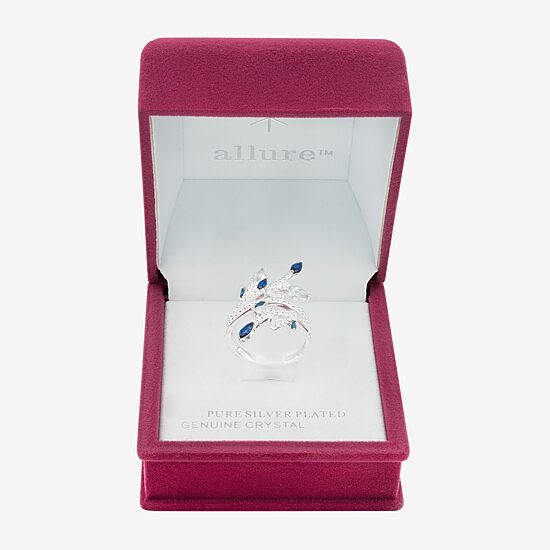 Sparkle Allure Wrap Womens Blue Crystal Pure Silver Over Brass Bypass  Cocktail Ring