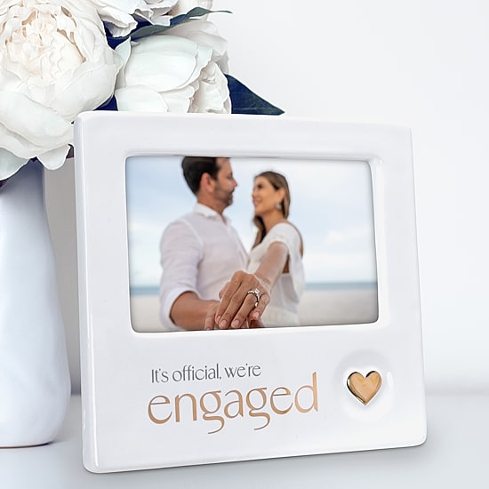 Malden 4x6 We'Re Engaged Ceramic Heart Tabletop Frame
