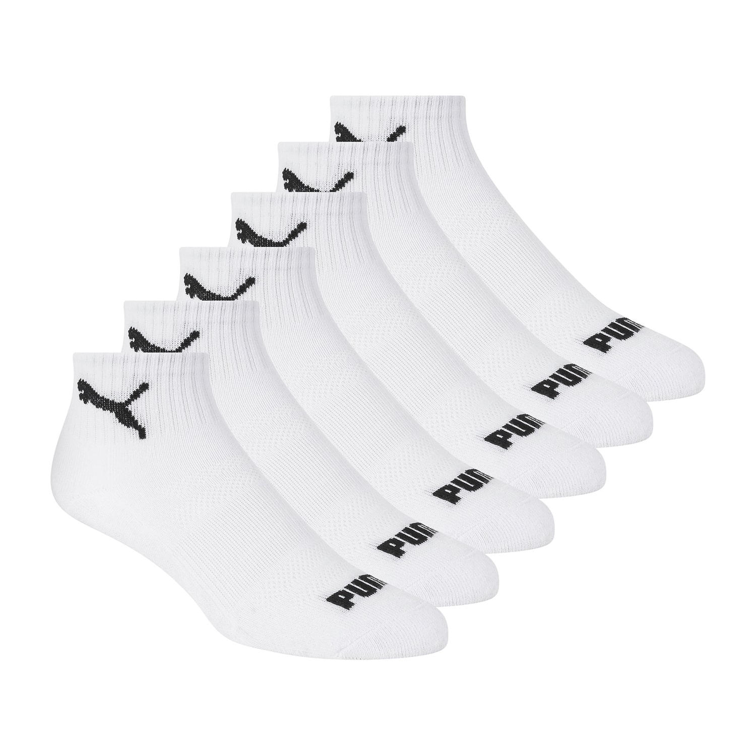 PUMA Sportstyle Training Womens Multi-Pack 6 Pair Quarter Ankle Socks