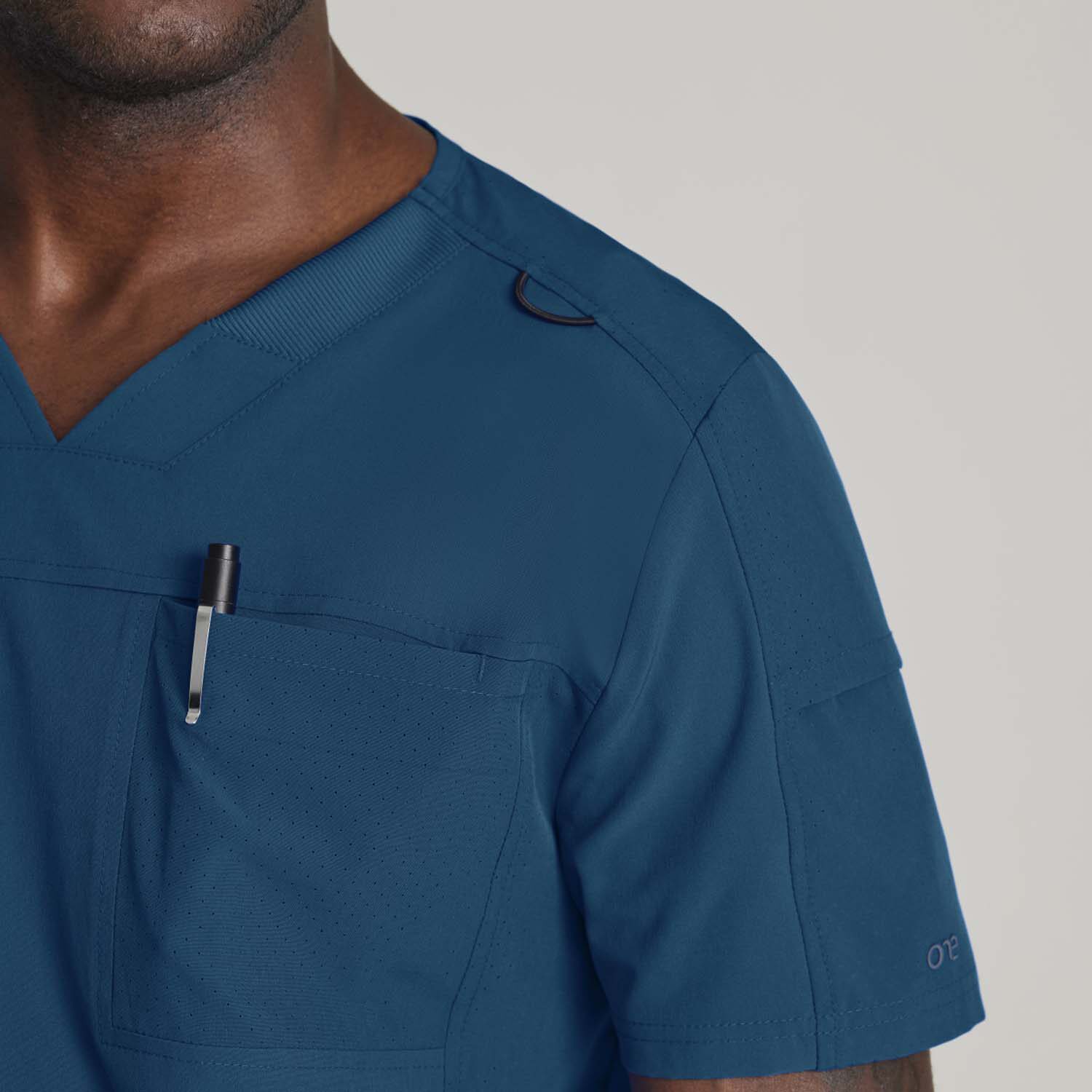 Barco One Bot195 Velocity 2-Pocket Mens V Neck Short Sleeve Wrinkle Resistant Scrub Top