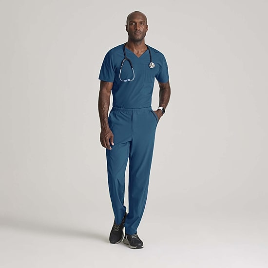 Barco One Bot195 Velocity 2-Pocket Mens Big and Tall V Neck Short Sleeve Wrinkle Resistant Scrub Top