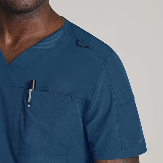 Barco One Bot195 Velocity 2-Pocket Mens Big and Tall V Neck Short Sleeve Wrinkle Resistant Scrub Top