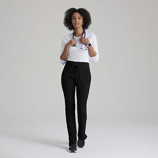 Barco One Bop597 Uplift 5-Pocket Mid-Rise Tapered Leg Womens Moisture Wicking Scrub Pant