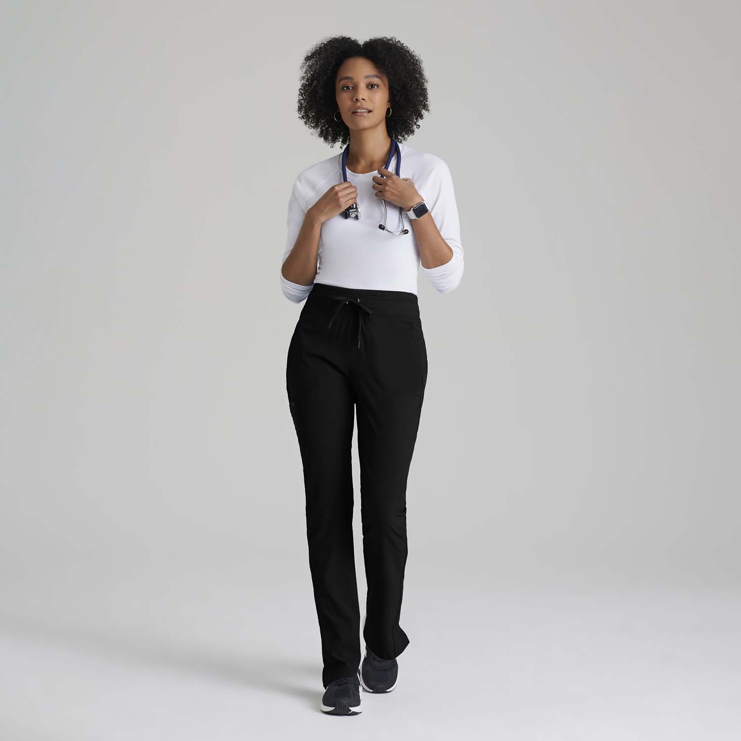 Barco One Bop597 Uplift 5-Pocket Mid-Rise Tapered Leg Womens Plus Tall Moisture Wicking Scrub Pant
