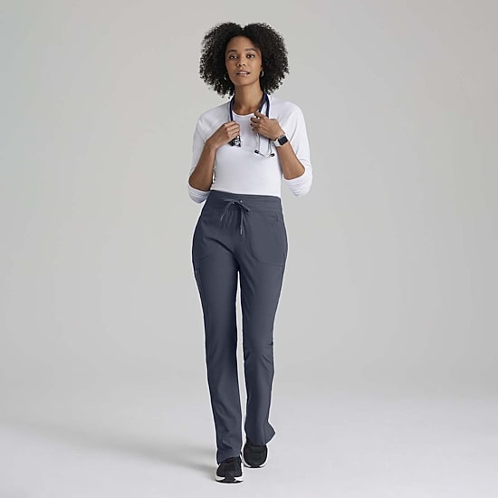 Barco One Bop597 Uplift 5-Pocket Mid-Rise Tapered Leg Womens Plus Tall Moisture Wicking Scrub Pant