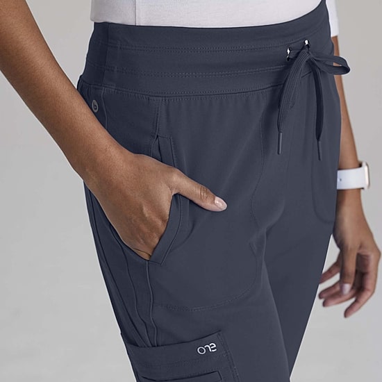 Barco One Bop597 Uplift 5-Pocket Mid-Rise Tapered Leg Womens Plus Tall Moisture Wicking Scrub Pant