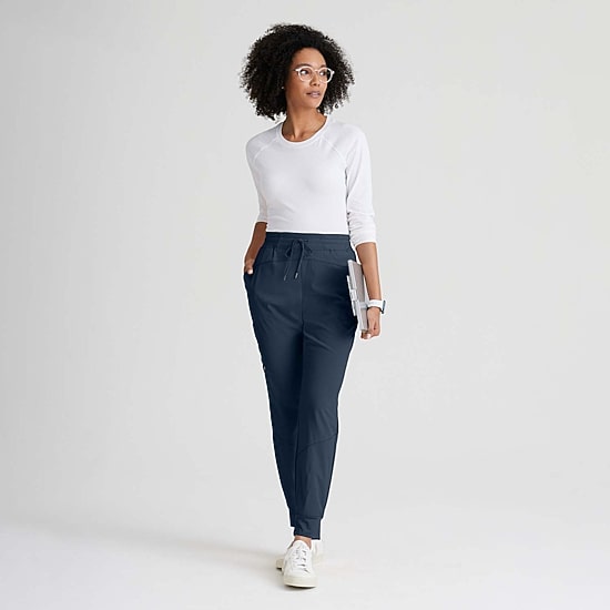 Barco One Bop513 Boost 3-Pocket Mid-Rise Jogger Womens Petite Scrub Pant