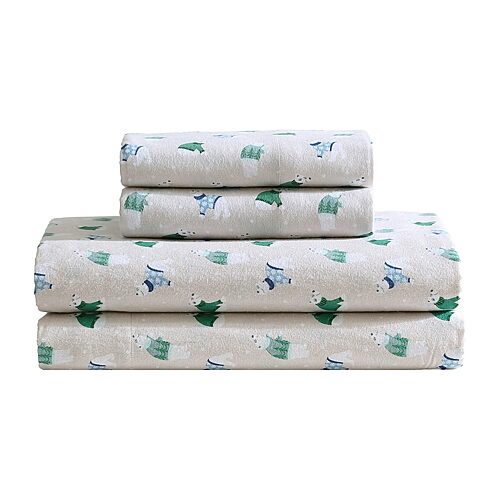 Beatrice Home Fashions Holiday Flannel Sheet Set, One Size, Gray