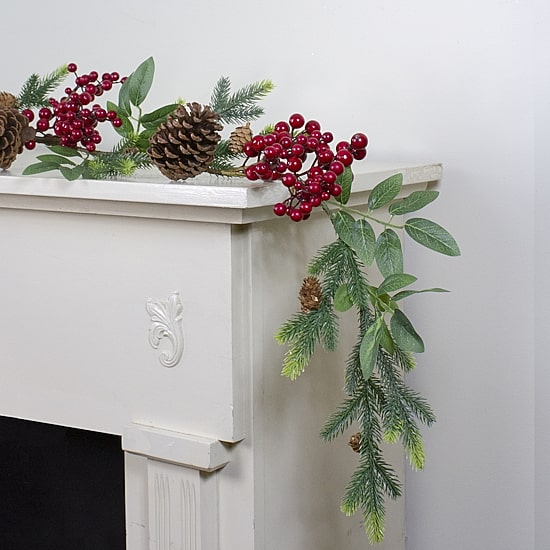 Northlight Pine Springs Berries And Pine Cones Unlit Christmas Indoor Garland