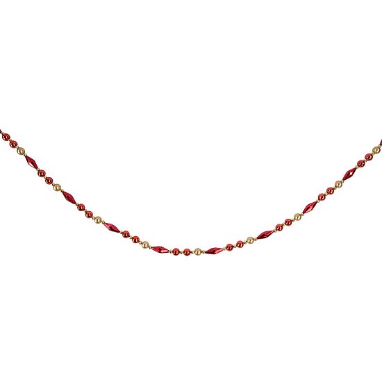 Northlight Shiny And Matte Red And Gold Beaded Unlit Christmas Outdoor Garland