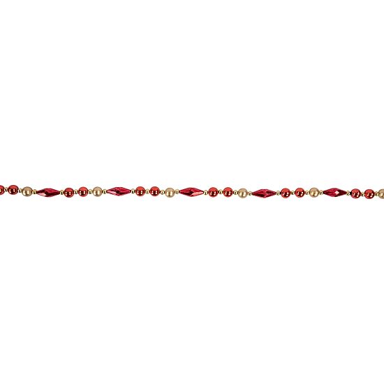 Northlight Shiny And Matte Red And Gold Beaded Unlit Christmas Outdoor Garland