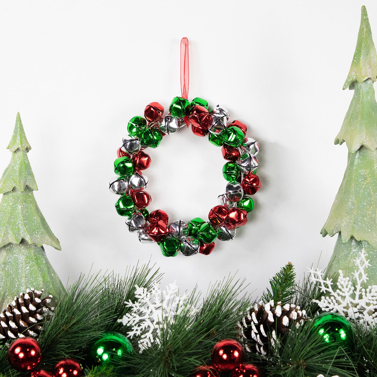 Northlight Red Silver Green Jingle Bell Wreath