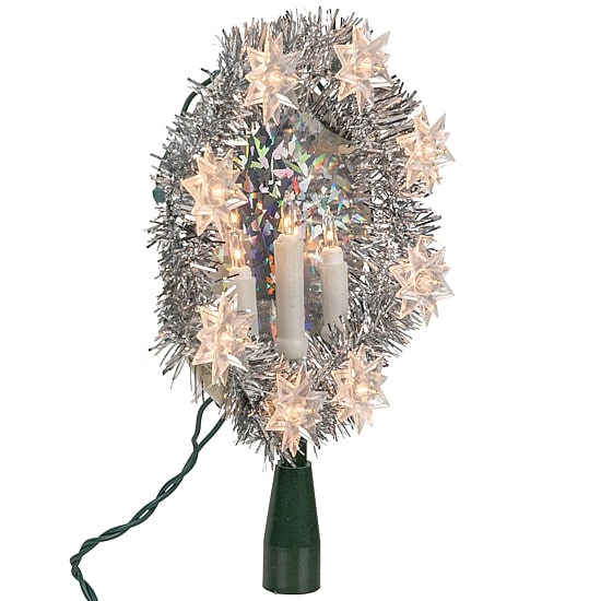 Northlight Silver Candles With Clear Lights Pre-Lit Wreath