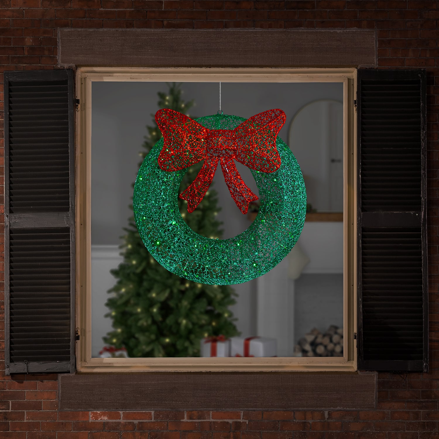 Northlight Green Glitter With Led Lights Pre-Lit Wreath