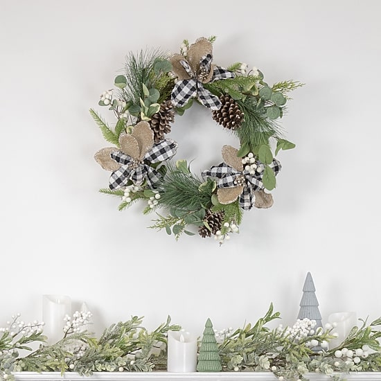 Northlight Magnolia And Frosted Pine Cones Unlit Wreath