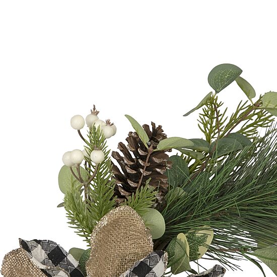 Northlight Magnolia And Frosted Pine Cones Unlit Wreath