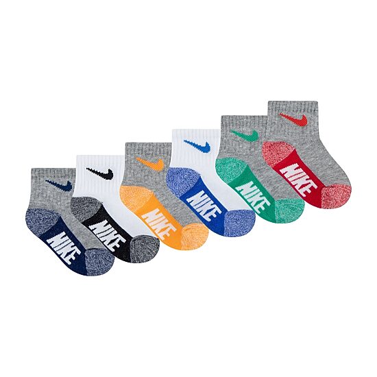 Nike Boys 6 Pair Toddler Quarter Ankle Socks