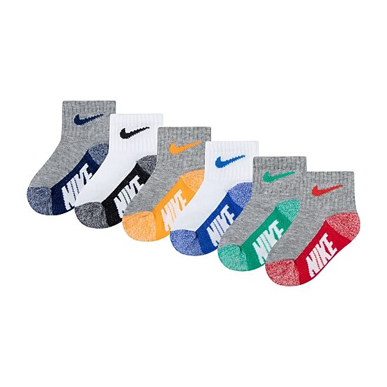 Nike Boys 6 Pair Toddler Quarter Ankle Socks
