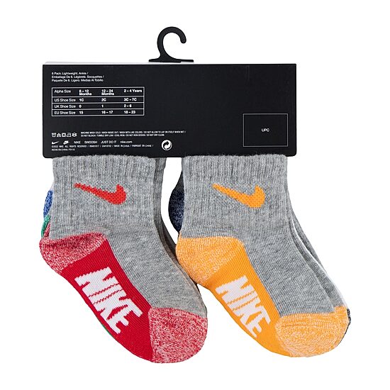 Nike Boys 6 Pair Toddler Quarter Ankle Socks